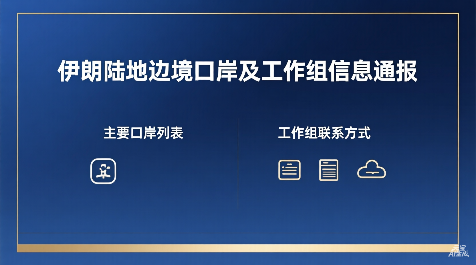 关于通报目前伊朗陆地边境口岸及有关工作组信息